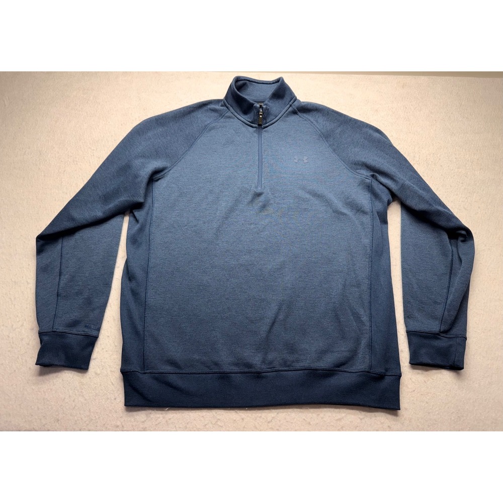 Under Armour ColdGear Storm Mens XL Blue Heather Quarter Zip Pullover Sweater